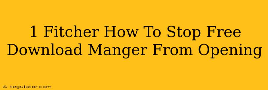 1 Fitcher How To Stop Free Download Manger From Opening