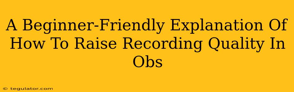 A Beginner-Friendly Explanation Of How To Raise Recording Quality In Obs