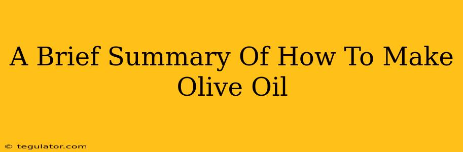 A Brief Summary Of How To Make Olive Oil