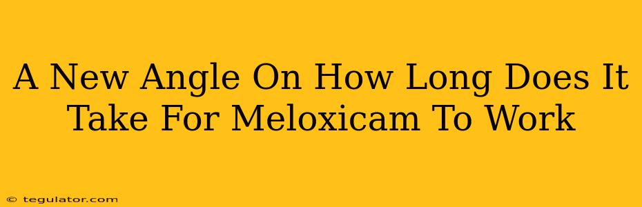 A New Angle On How Long Does It Take For Meloxicam To Work