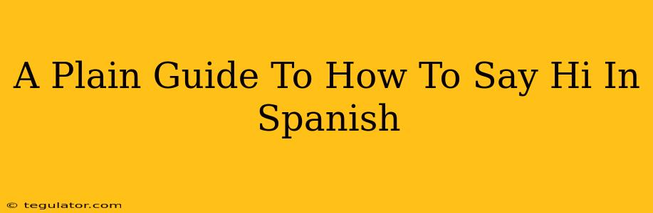 A Plain Guide To How To Say Hi In Spanish