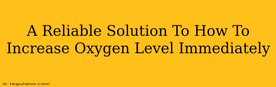 A Reliable Solution To How To Increase Oxygen Level Immediately