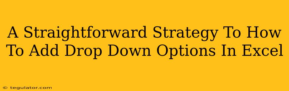 A Straightforward Strategy To How To Add Drop Down Options In Excel