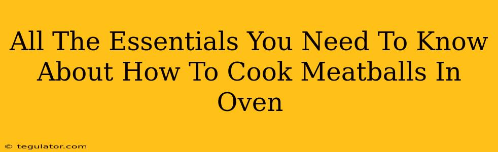 All The Essentials You Need To Know About How To Cook Meatballs In Oven