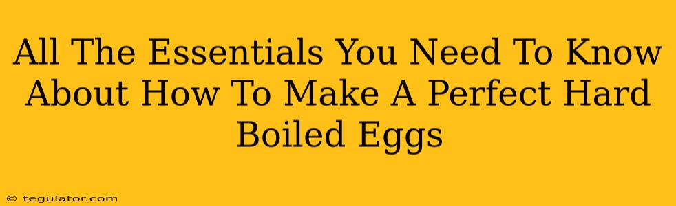 All The Essentials You Need To Know About How To Make A Perfect Hard Boiled Eggs