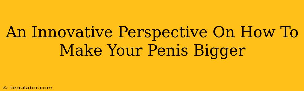 An Innovative Perspective On How To Make Your Penis Bigger