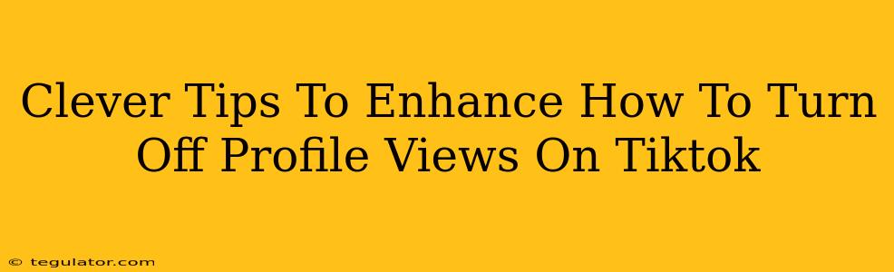 Clever Tips To Enhance How To Turn Off Profile Views On Tiktok