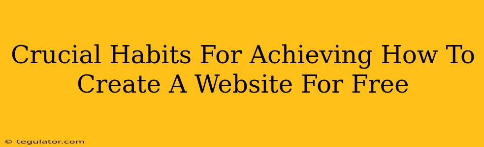 Crucial Habits For Achieving How To Create A Website For Free