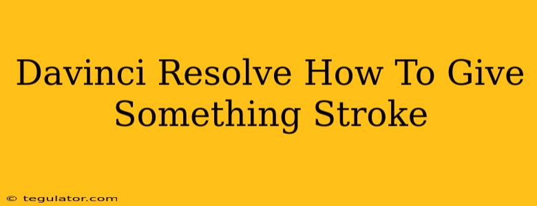 Davinci Resolve How To Give Something Stroke