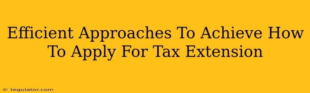 Efficient Approaches To Achieve How To Apply For Tax Extension