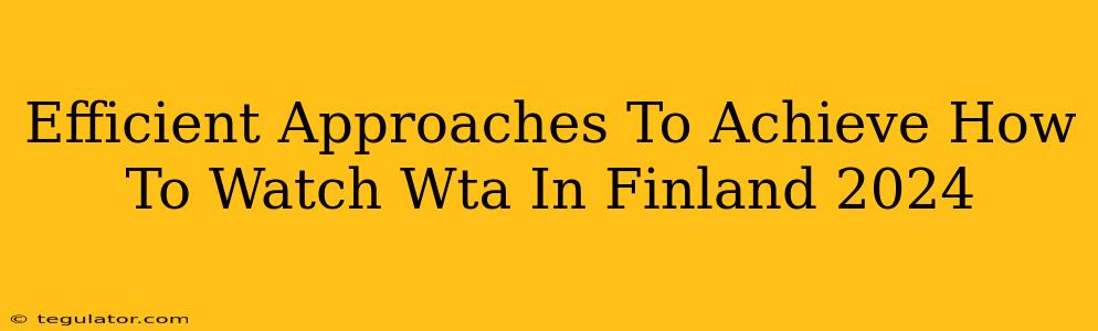 Efficient Approaches To Achieve How To Watch Wta In Finland 2024