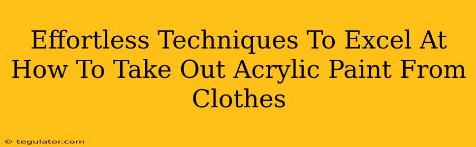 Effortless Techniques To Excel At How To Take Out Acrylic Paint From Clothes