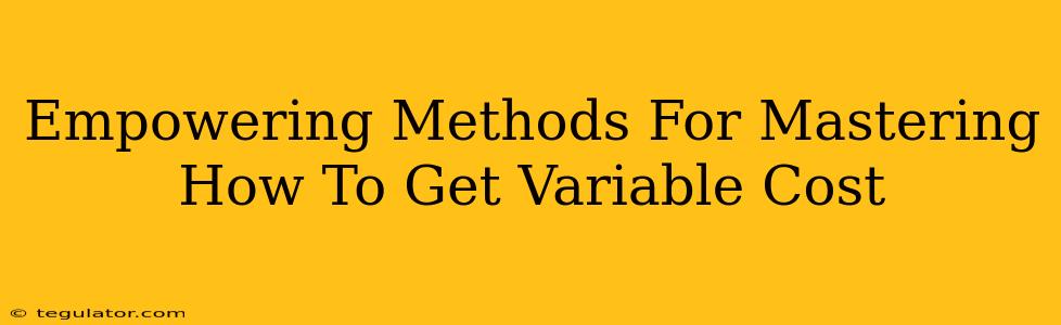 Empowering Methods For Mastering How To Get Variable Cost