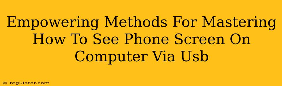 Empowering Methods For Mastering How To See Phone Screen On Computer Via Usb