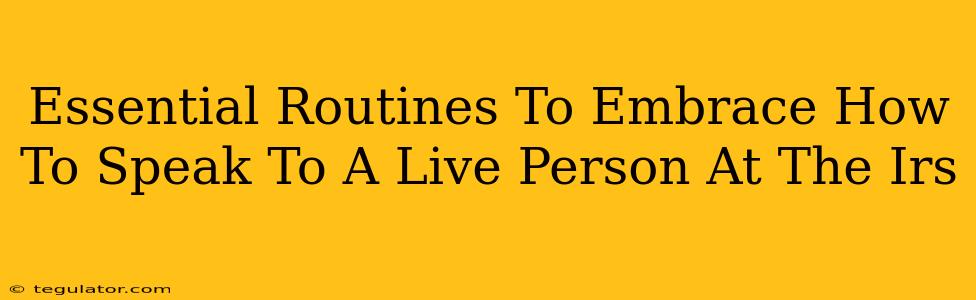 Essential Routines To Embrace How To Speak To A Live Person At The Irs