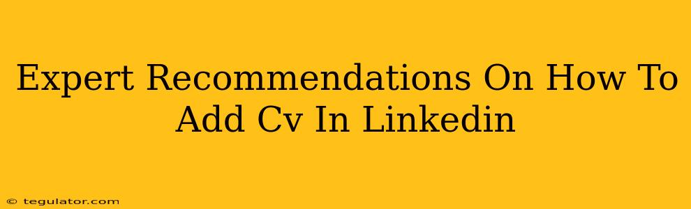 Expert Recommendations On How To Add Cv In Linkedin