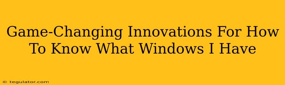 Game-Changing Innovations For How To Know What Windows I Have