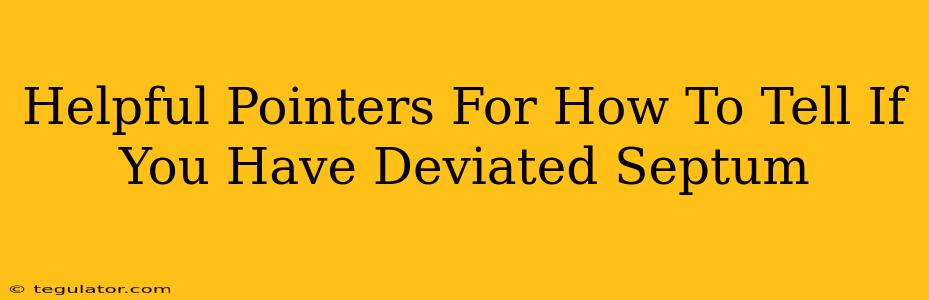 Helpful Pointers For How To Tell If You Have Deviated Septum