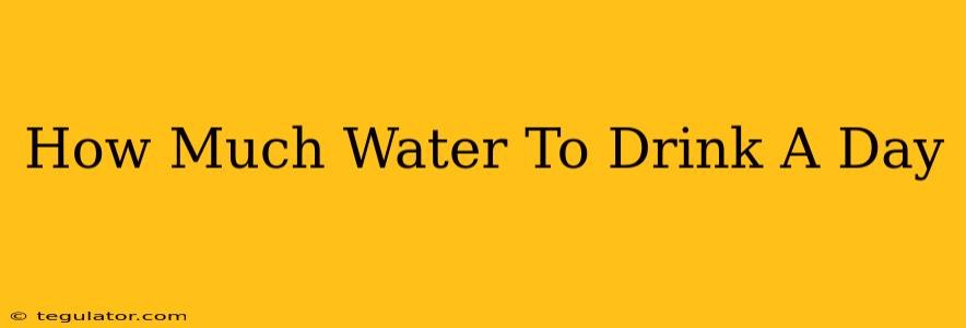 How Much Water To Drink A Day