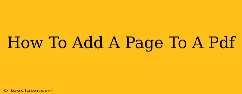 How To Add A Page To A Pdf