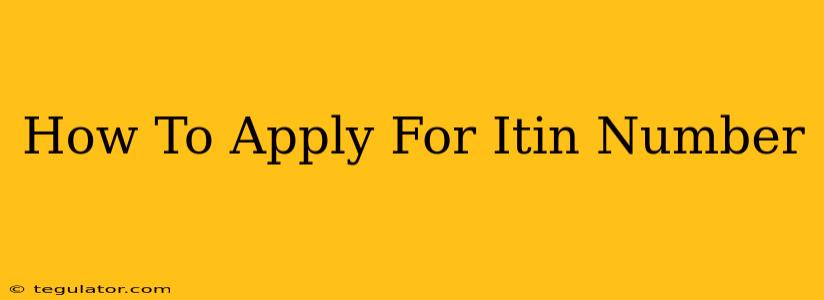 How To Apply For Itin Number