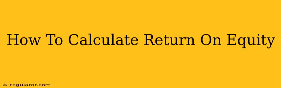 How To Calculate Return On Equity