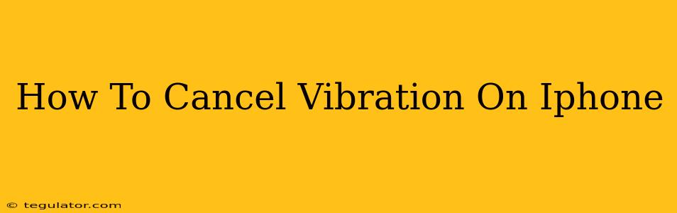 How To Cancel Vibration On Iphone