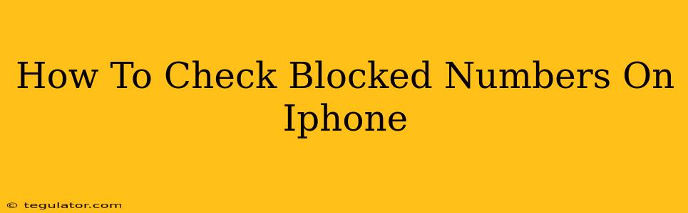 How To Check Blocked Numbers On Iphone