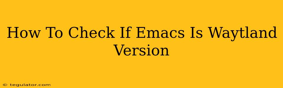 How To Check If Emacs Is Waytland Version