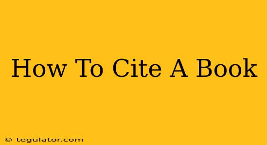 How To Cite A Book