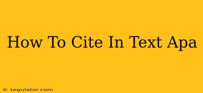 How To Cite In Text Apa