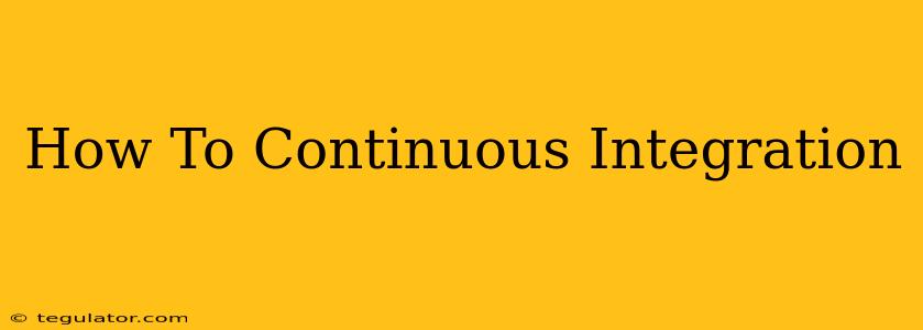 How To Continuous Integration