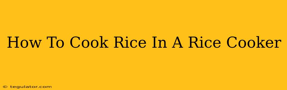 How To Cook Rice In A Rice Cooker