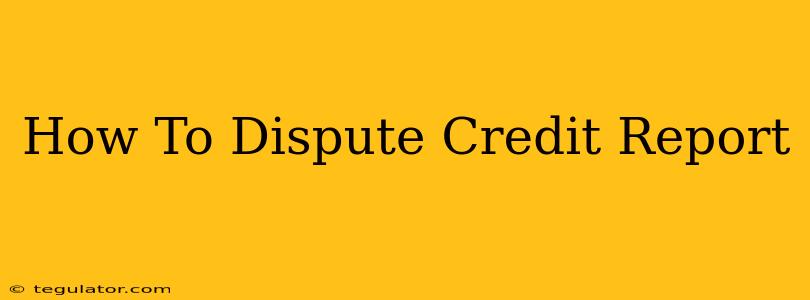 How To Dispute Credit Report