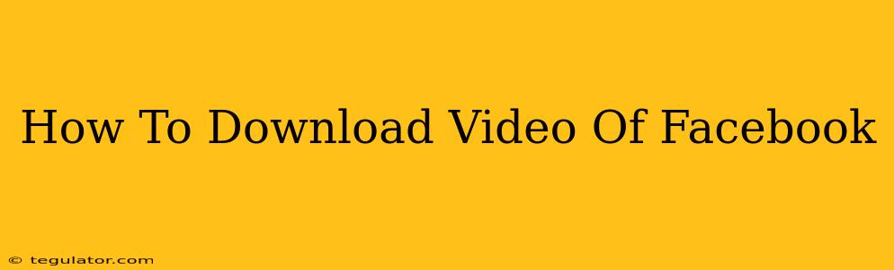 How To Download Video Of Facebook