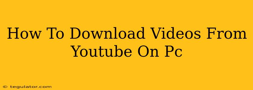 How To Download Videos From Youtube On Pc