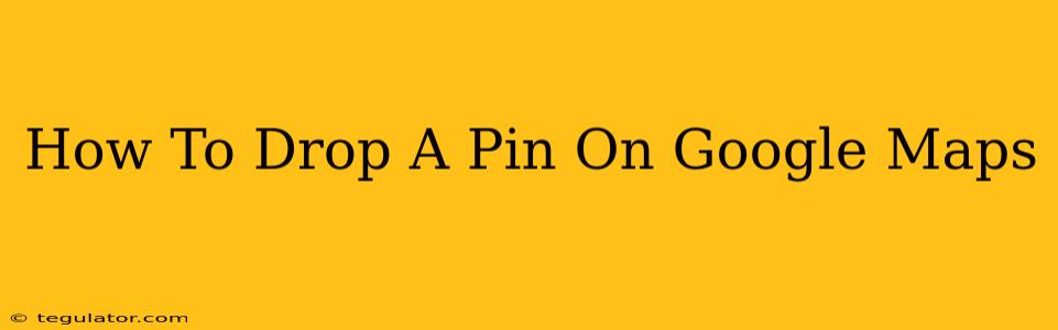 How To Drop A Pin On Google Maps