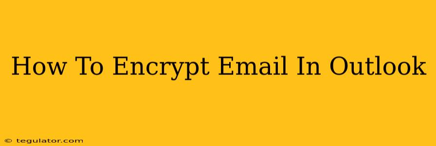 How To Encrypt Email In Outlook