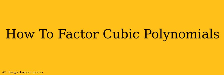 How To Factor Cubic Polynomials