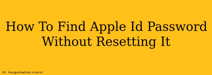 How To Find Apple Id Password Without Resetting It