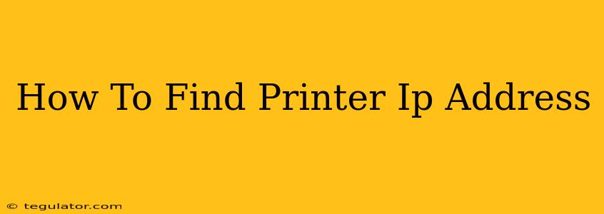 How To Find Printer Ip Address