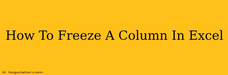 How To Freeze A Column In Excel