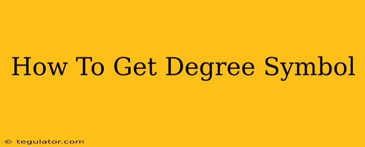 How To Get Degree Symbol