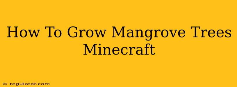 How To Grow Mangrove Trees Minecraft