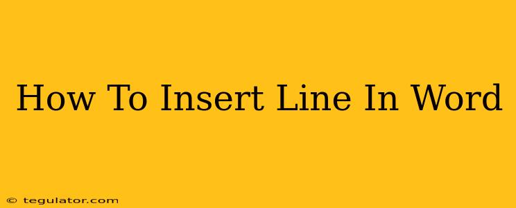 How To Insert Line In Word