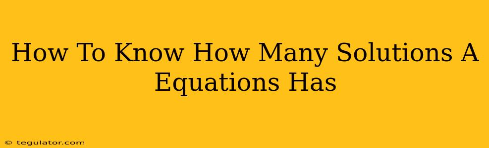 How To Know How Many Solutions A Equations Has