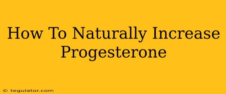 How To Naturally Increase Progesterone