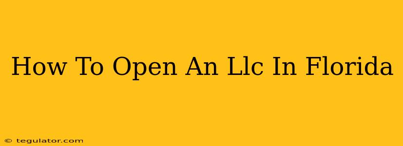 How To Open An Llc In Florida