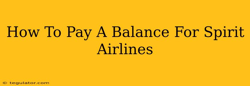 How To Pay A Balance For Spirit Airlines