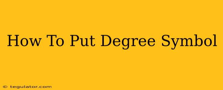 How To Put Degree Symbol